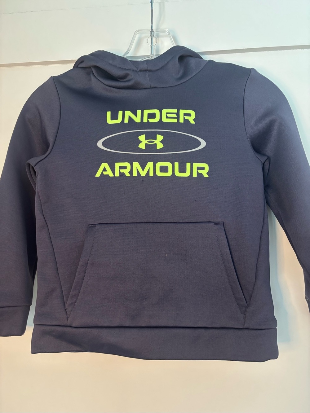 Under Armour Kids Navy Hoodie with Neon Yellow Logo YXS Youth Extra Small